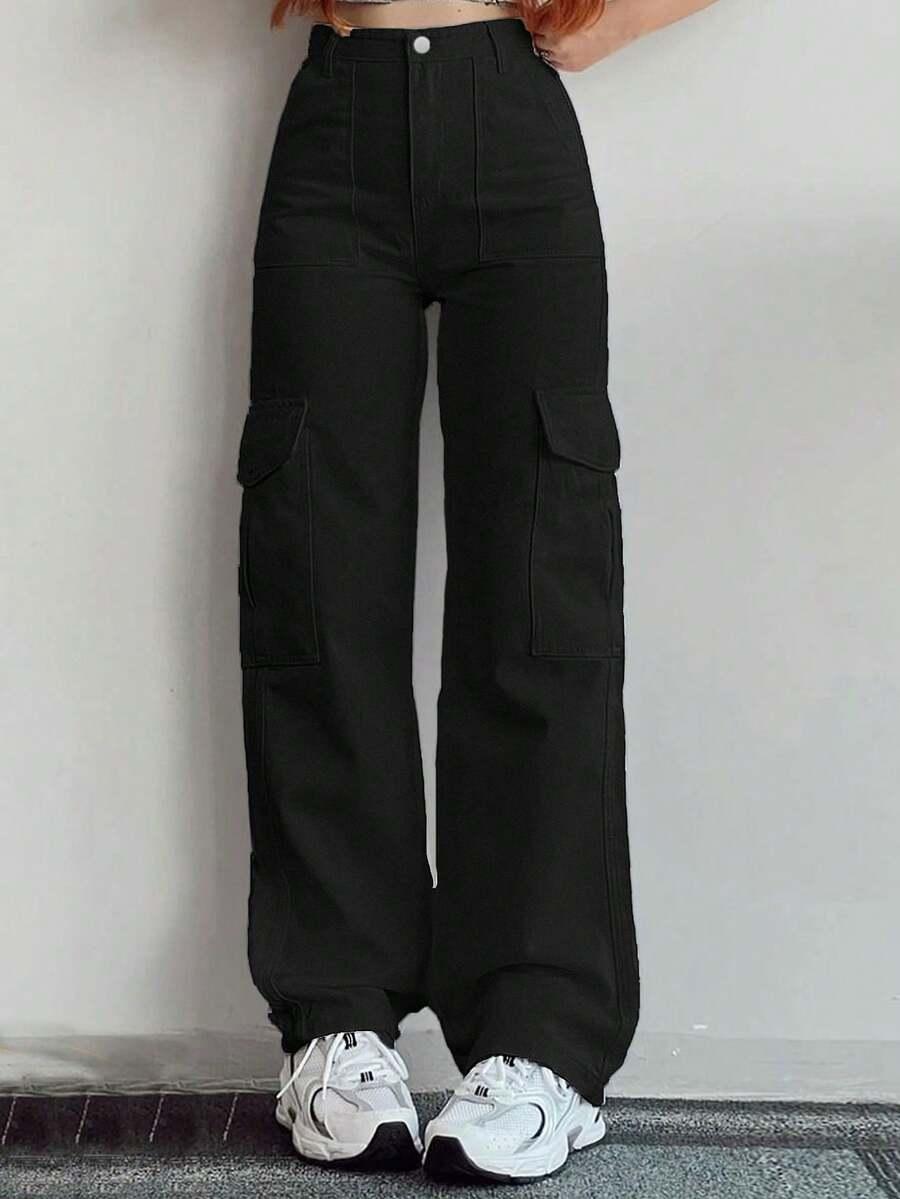 CZARNE SPODNIE JEANS KIESZENIE