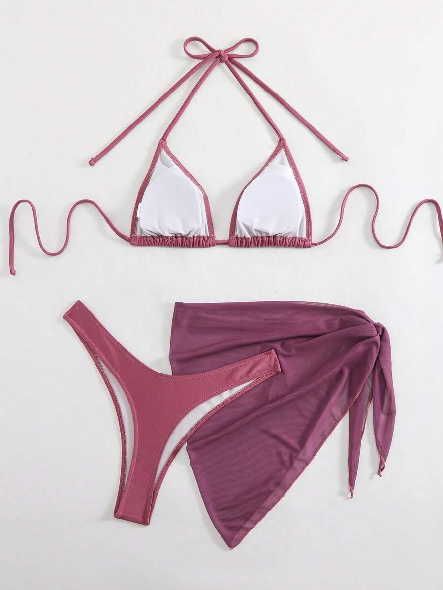 DWUCZĘŚCIOWY KOSTIUM KĄPIELOWY BIKINI PAREO KOMPLET
