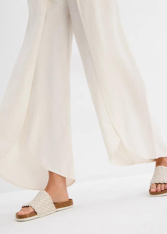 LNIANE SPODNIE PALAZZO PLUS SIZE - ŚREDNI STAN 