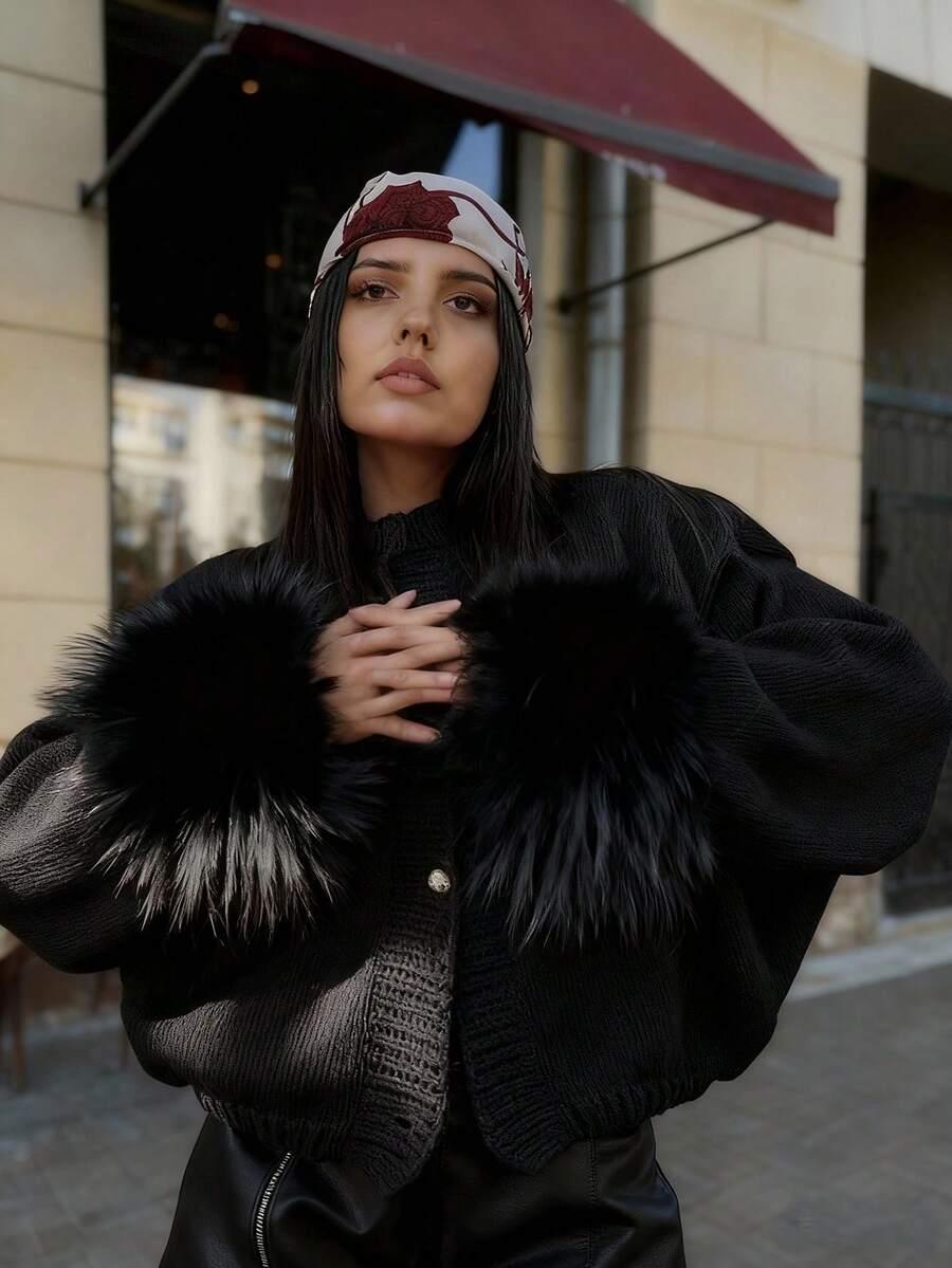CZARNY SWETER KARDIGAN 