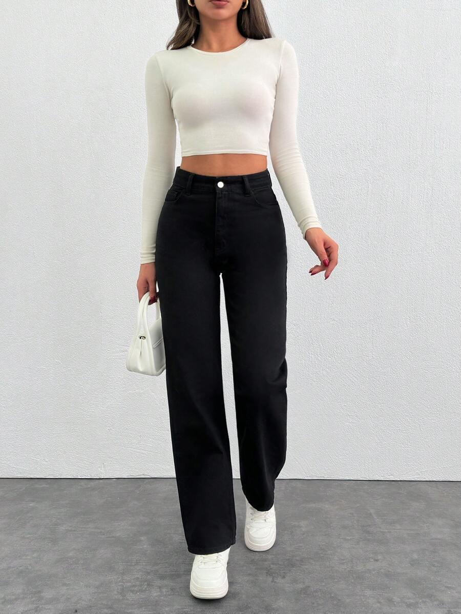 CZARNE SPODNIE JEANS