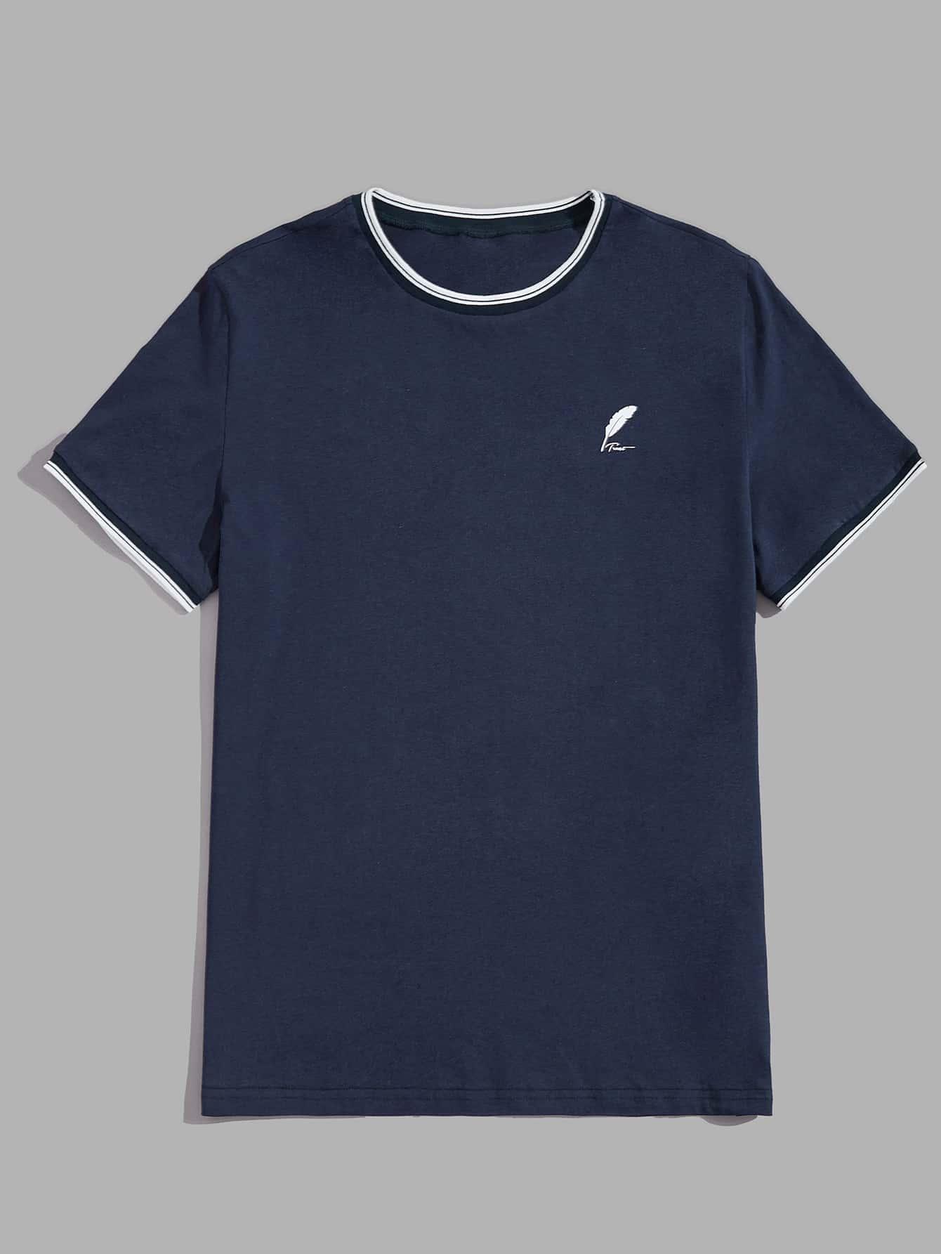 granatowy t-shirt kontrast