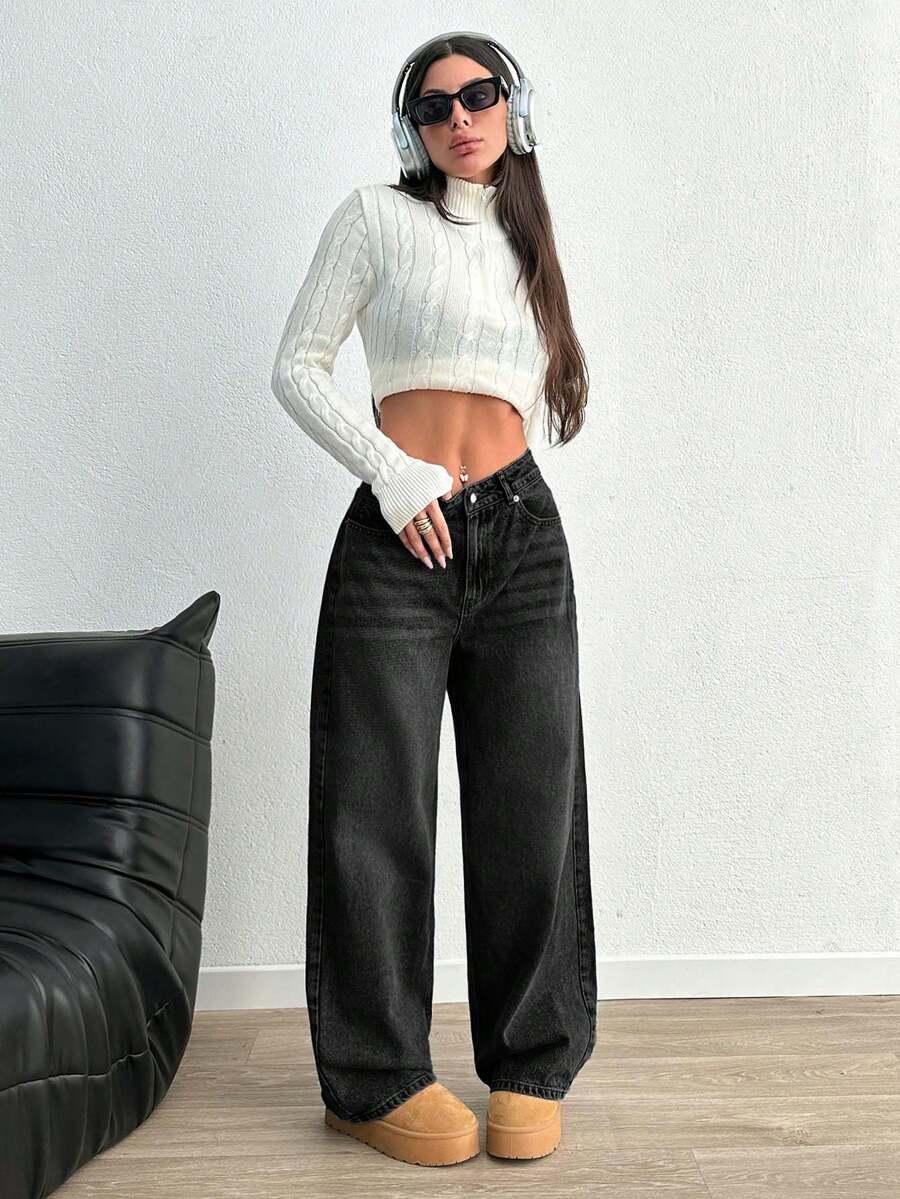czarne spodnie jeans 