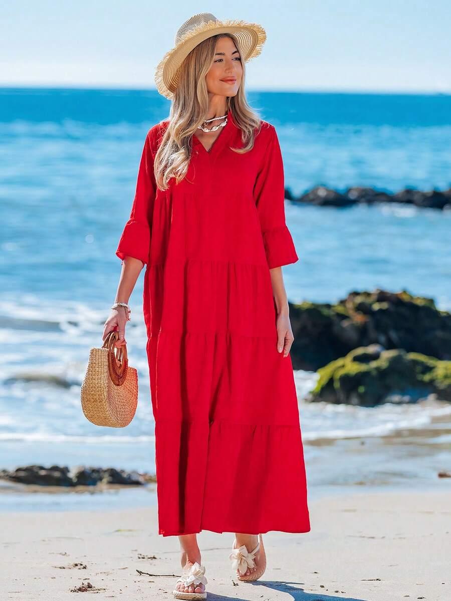 czerwona maxi sukienka