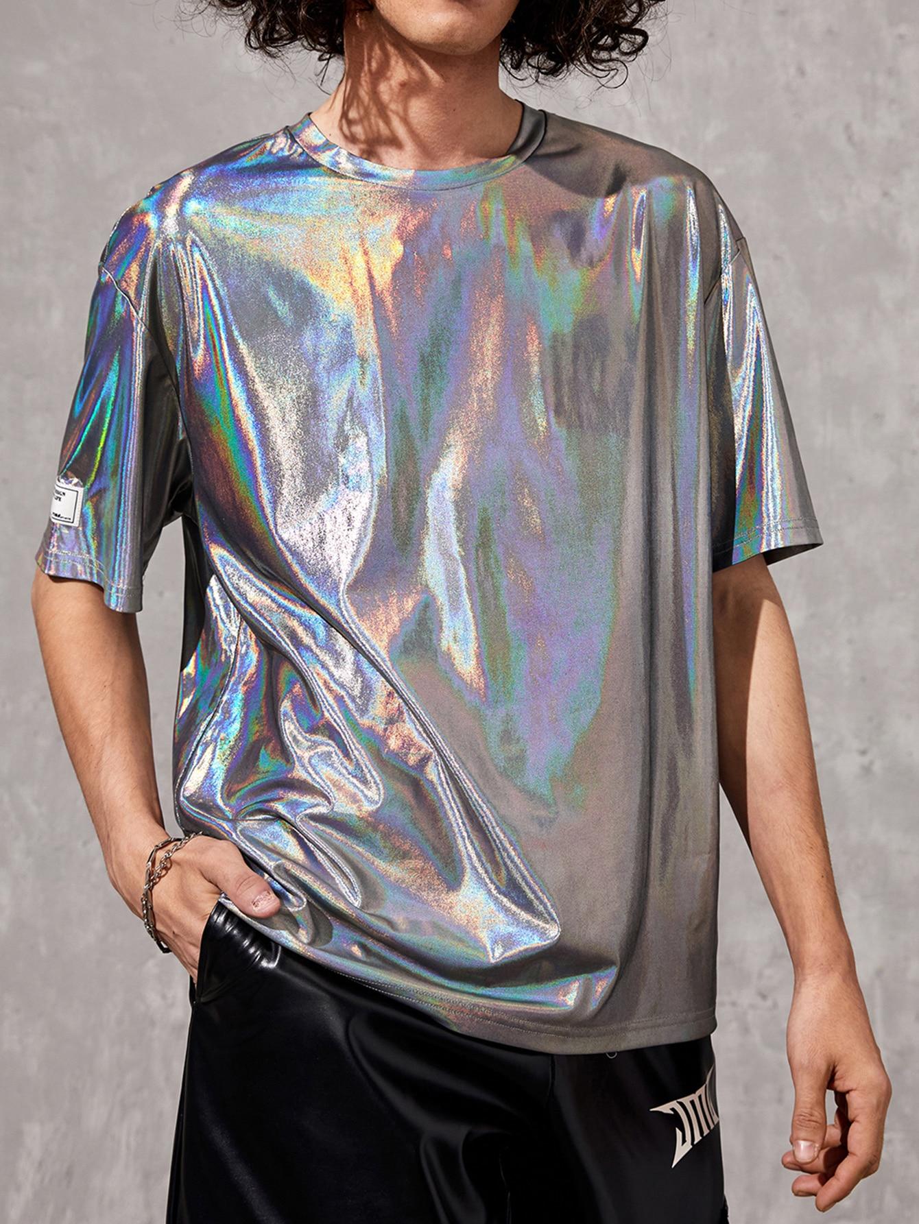 HOLOGRAFICZNY T-SHIRT OKRĄGŁY DEKOLT