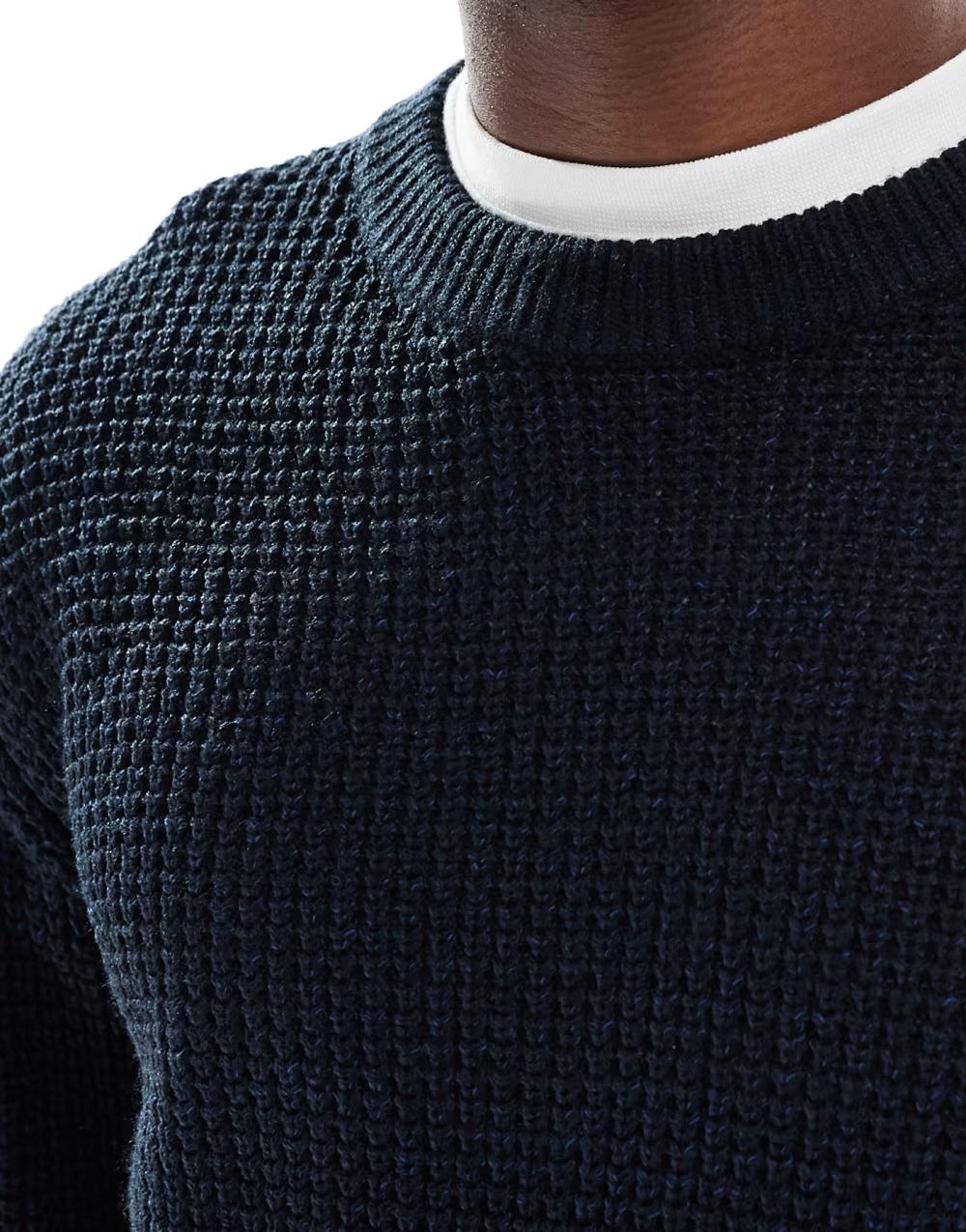 GRANATOWY SWETER OKRĄGŁY DEKOLT