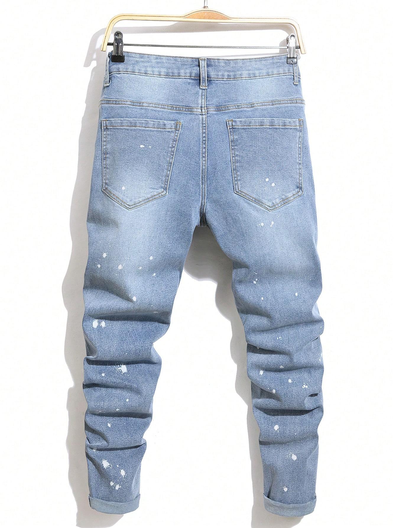 niebieskie spodnie jeans ripped