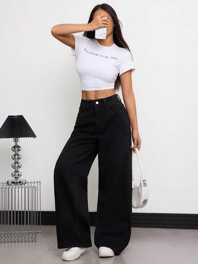 CZARNE SPODNIE JEANS