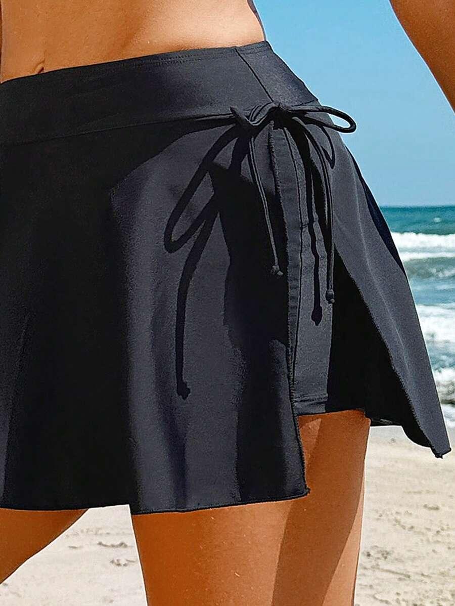 CZARNE PLAŻOWE SPÓDNICO-SPODENKI WIĄZANIE