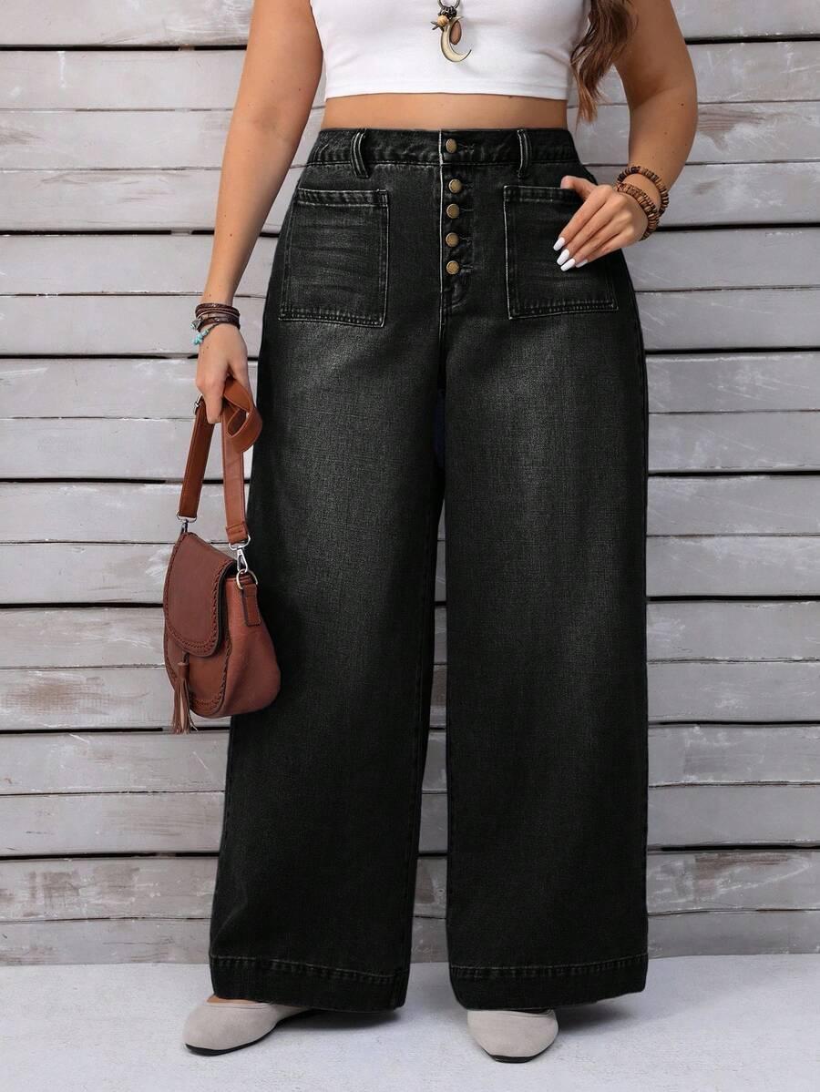 czarne spodnie jeans kieszenie 