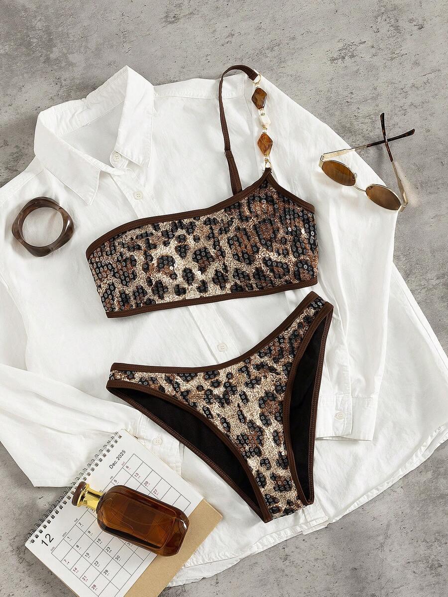 GÓRA OD BIKINI ANIMAL PRINT cekiny