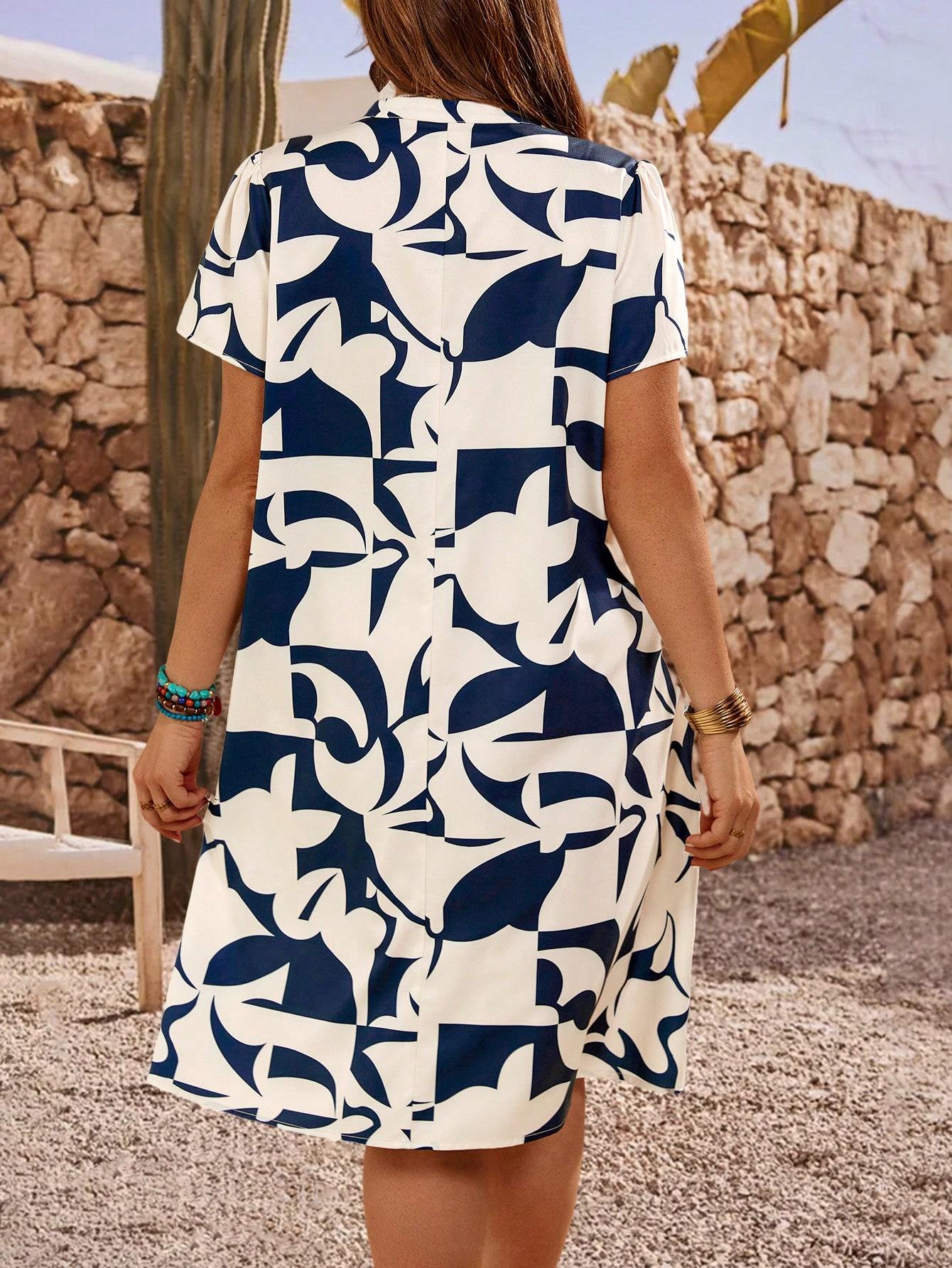 sukienka v-neck print 