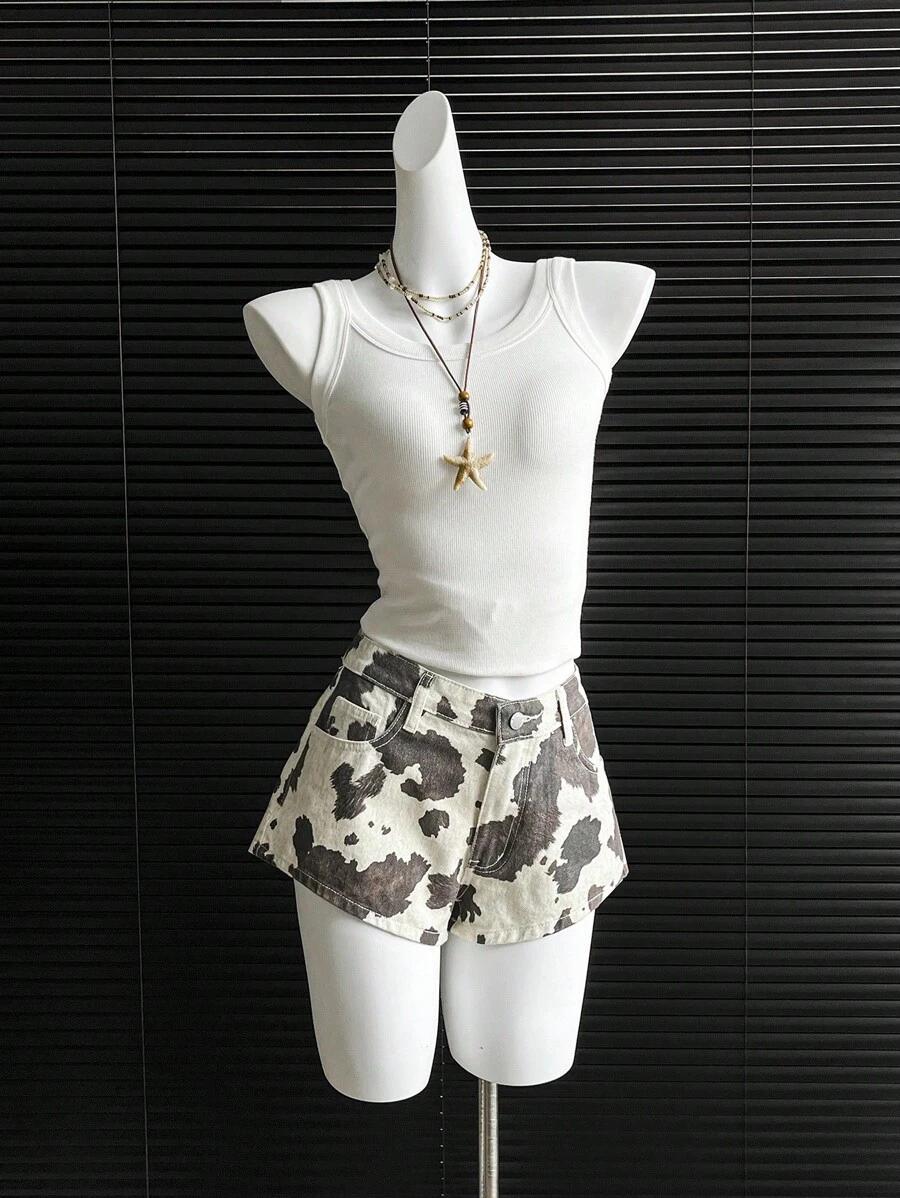 spodenki jeans animal print