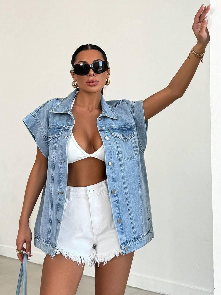 NIEBIESKA JEANS KAMIZELKA