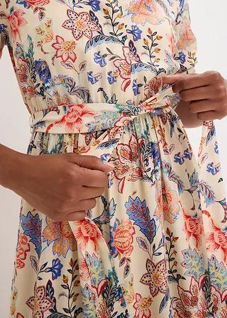 KLASYCZNA PLUS SIZE MIDI SUKIENKA Z DEKOLTEM V I DŁUGIM RĘKAWEM 