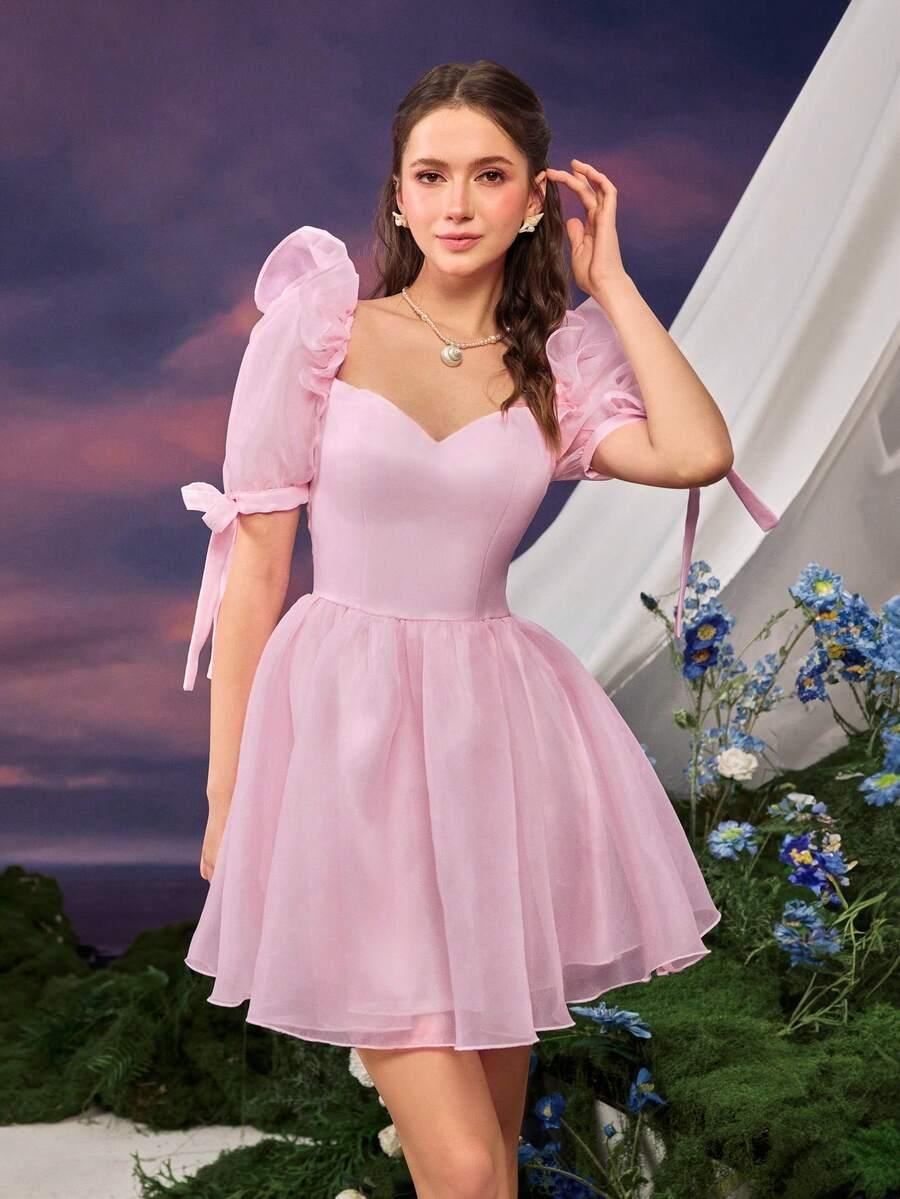 RÓŻOWA MINI SUKIENKA bufki