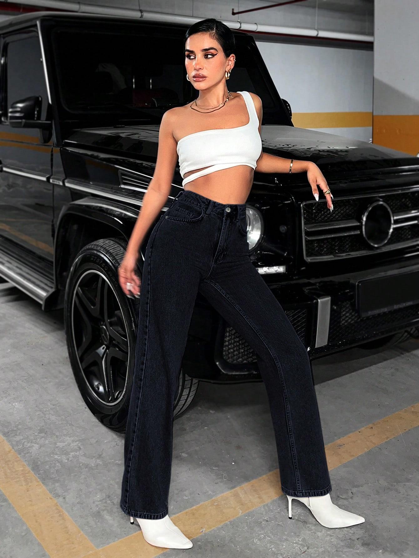 CZARNE SPODNIE JEANS 