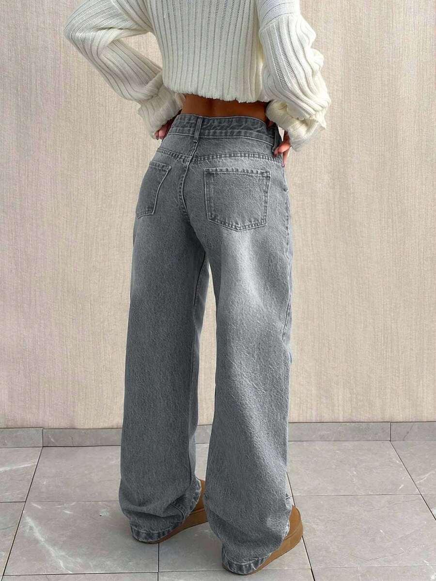 SZARE SPODNIE JEANS 
