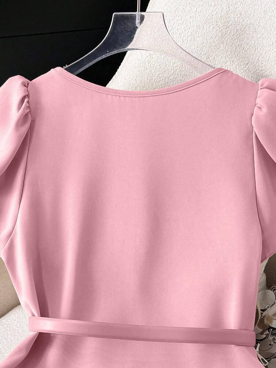 RÓŻOWA BLUZKA V-NECK