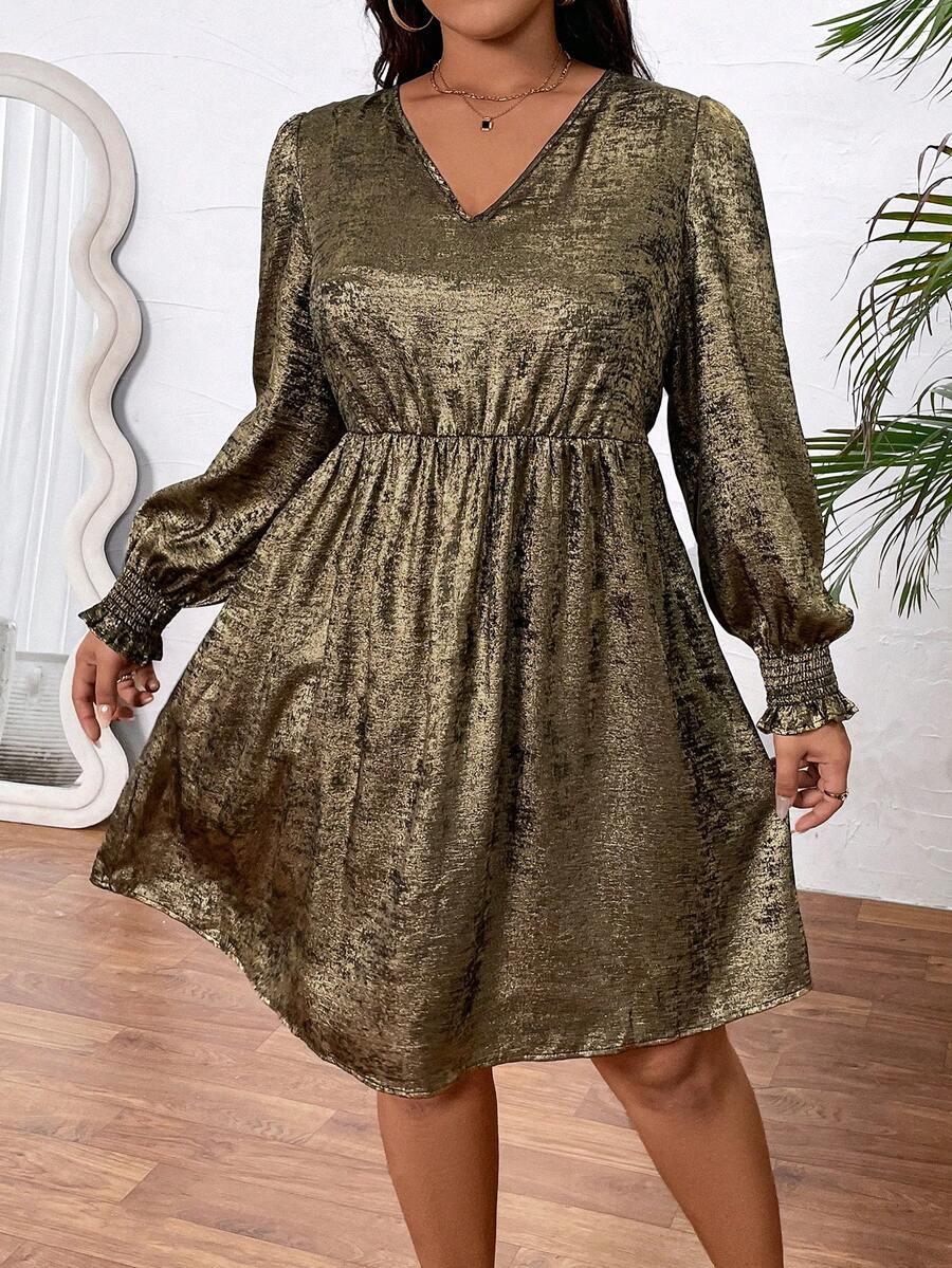 SUKIENKA GLAMOUR V-NECK Z DŁUGIM RĘKAWEM 