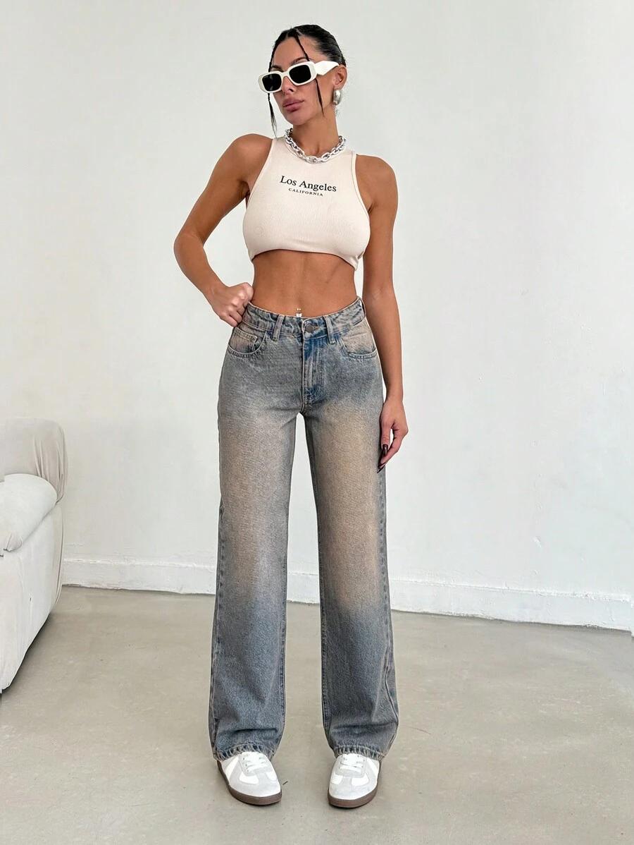 spodnie jeans prosta nogawka 