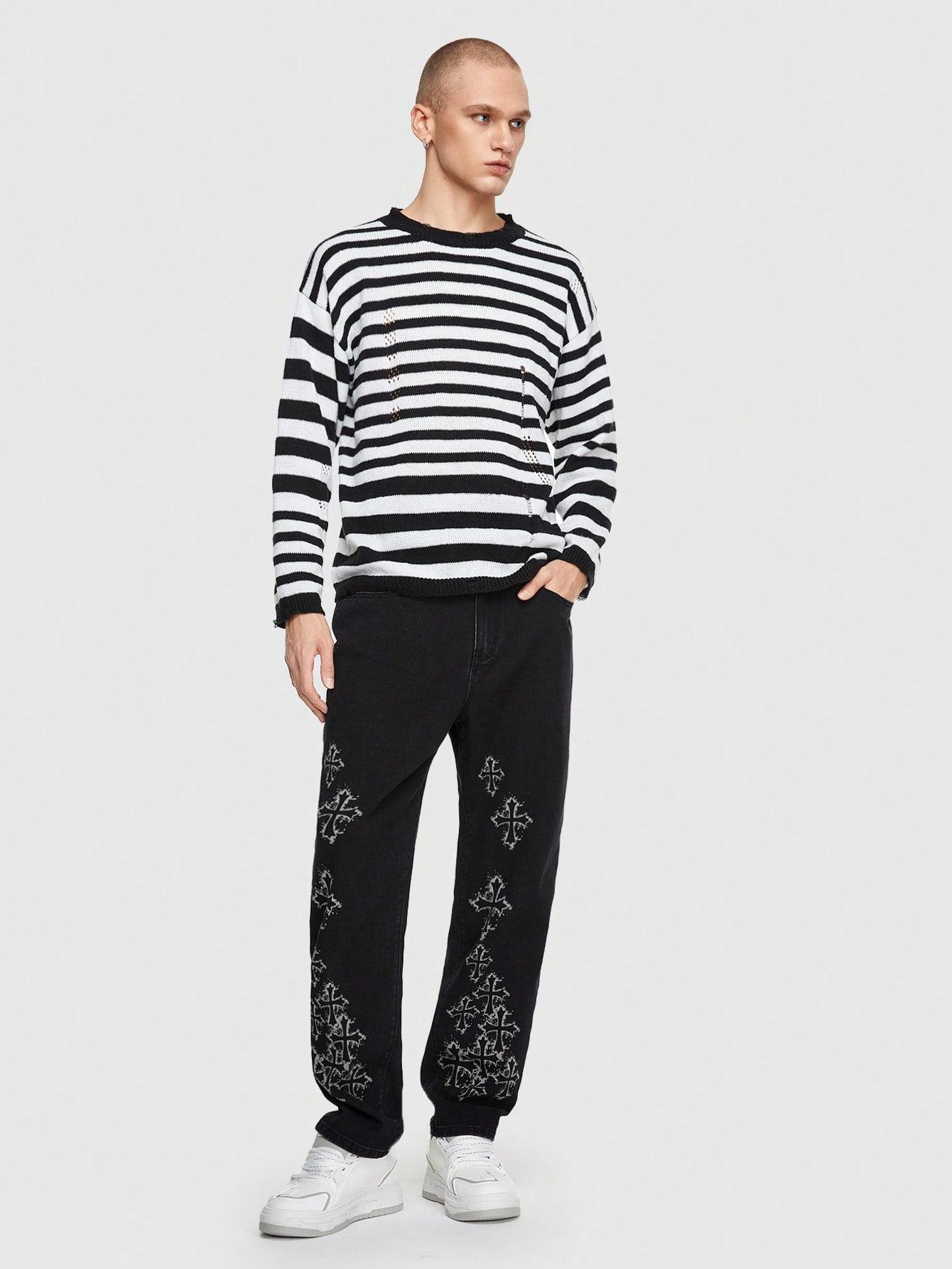 czarne spodnie jeans nadruk