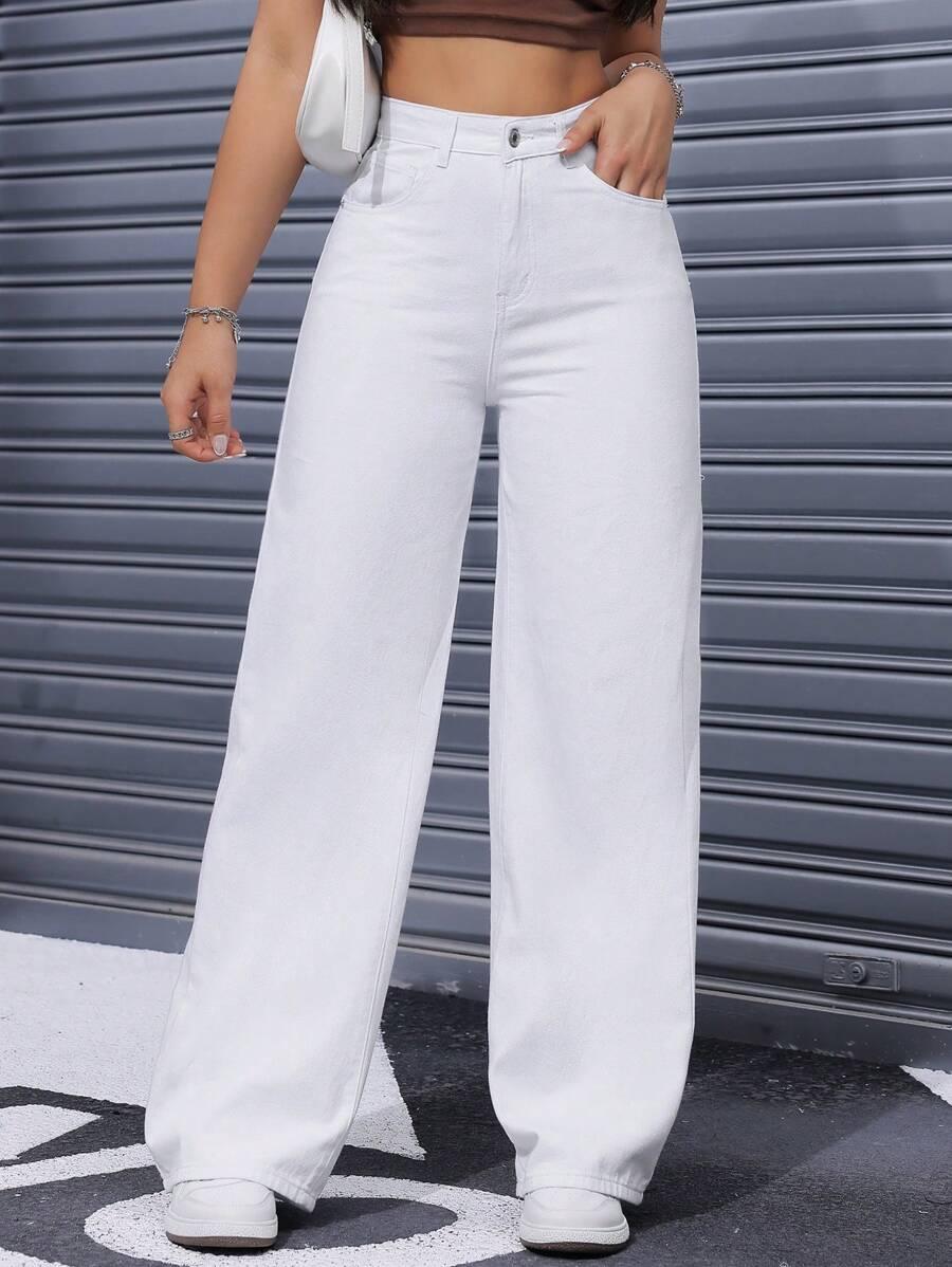 BIAŁE SPODNIE JEANS