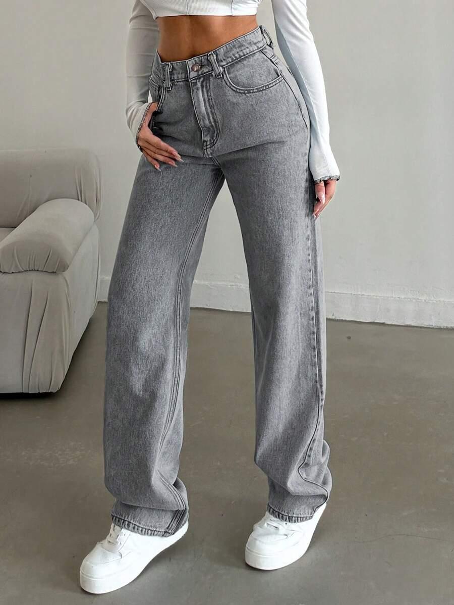 SZARE PROSTE SPODNIE JEANS