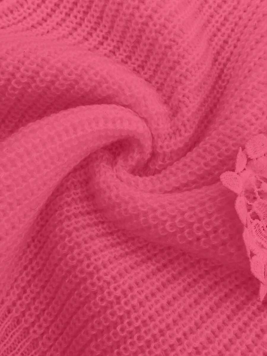 różowy sweter koronka