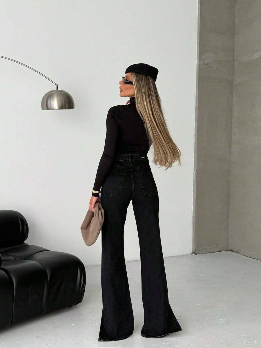 CZARNE SPODNIE JEANS