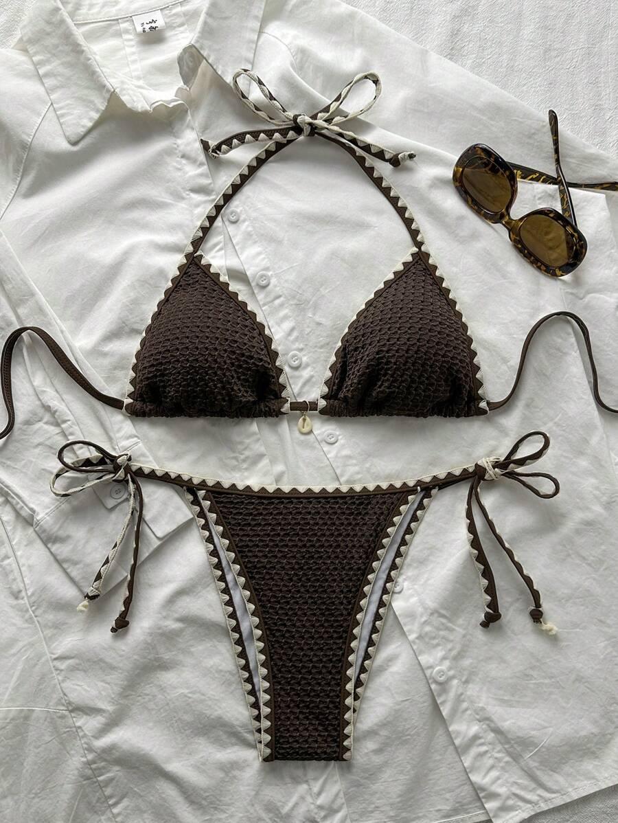 brązowy dół od bikini wiązanie