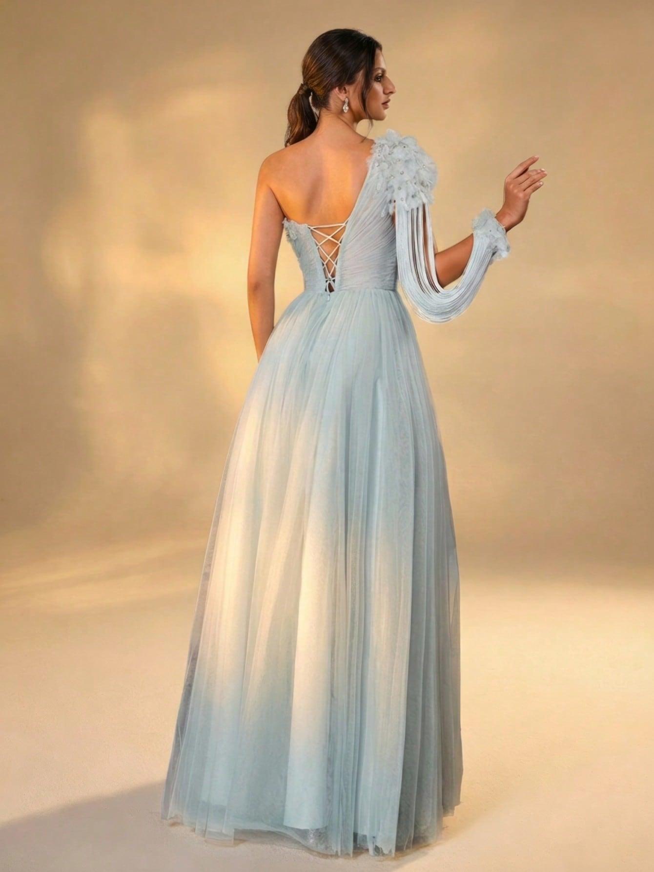 niebieska sukienka maxi