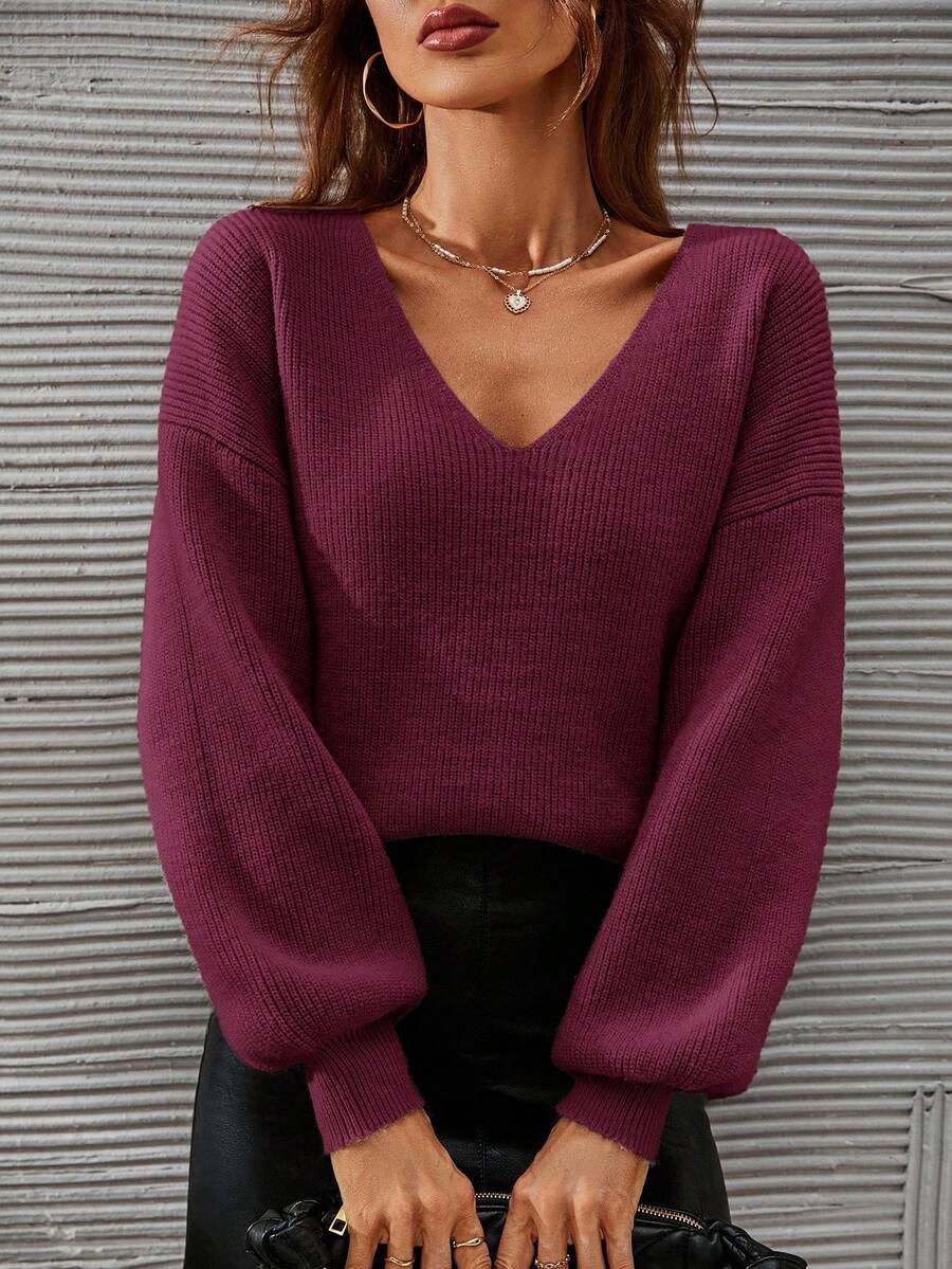 luźny sweter v neck 