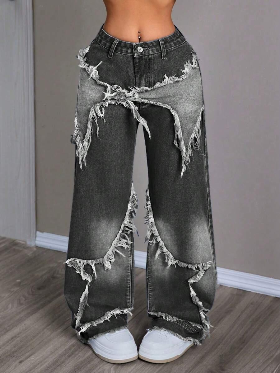 CZARNE SPODNIE JEANS 