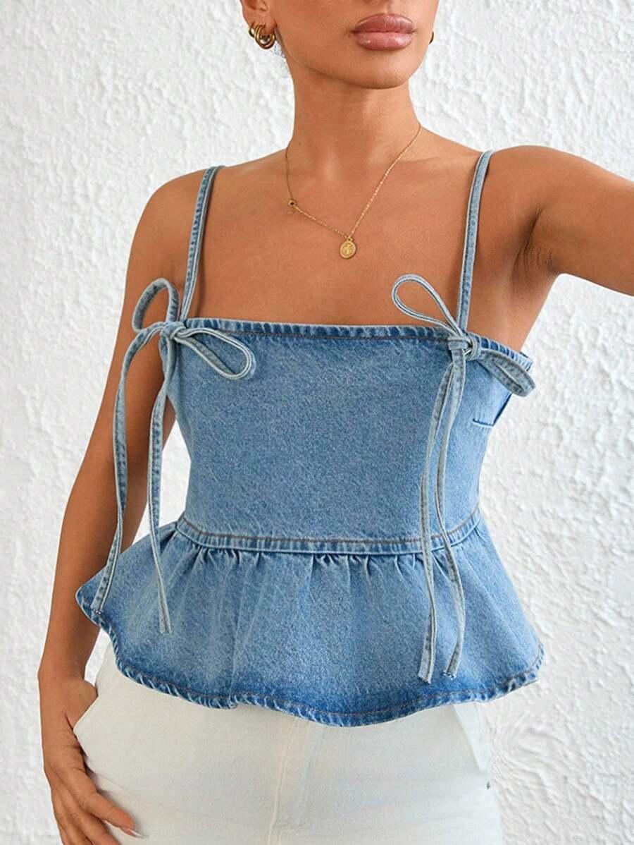 niebieski top jeans baskinka