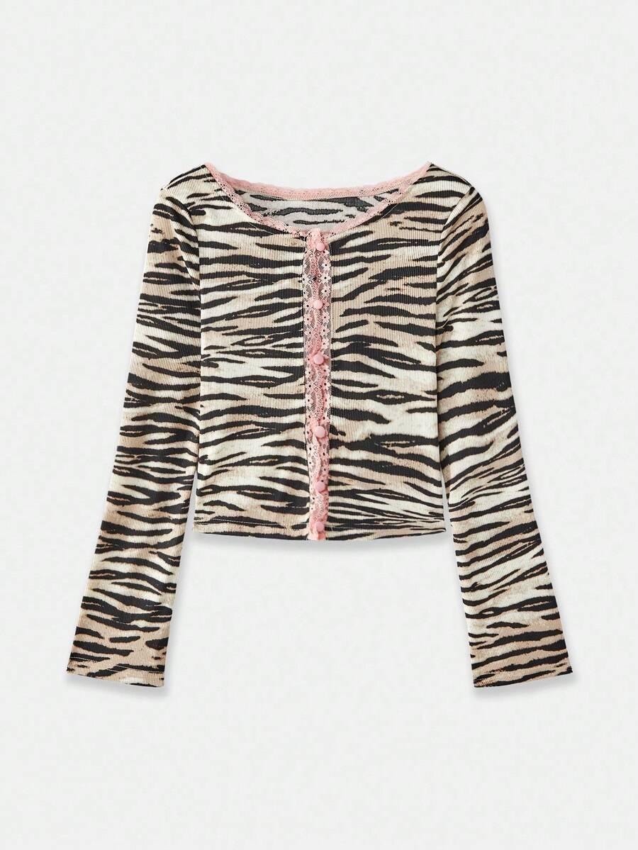 bluzka koronka animal print