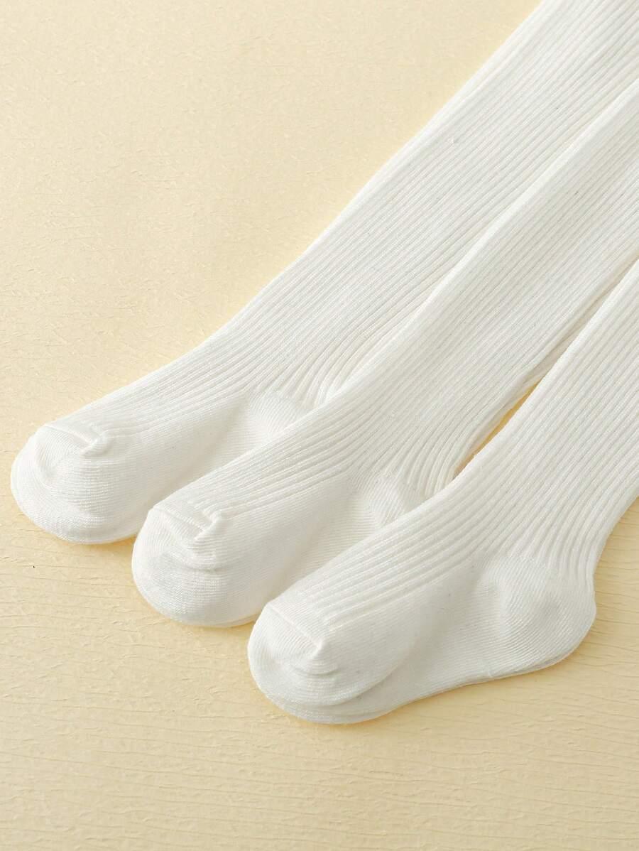 białe rajstopy prążki 3-pack