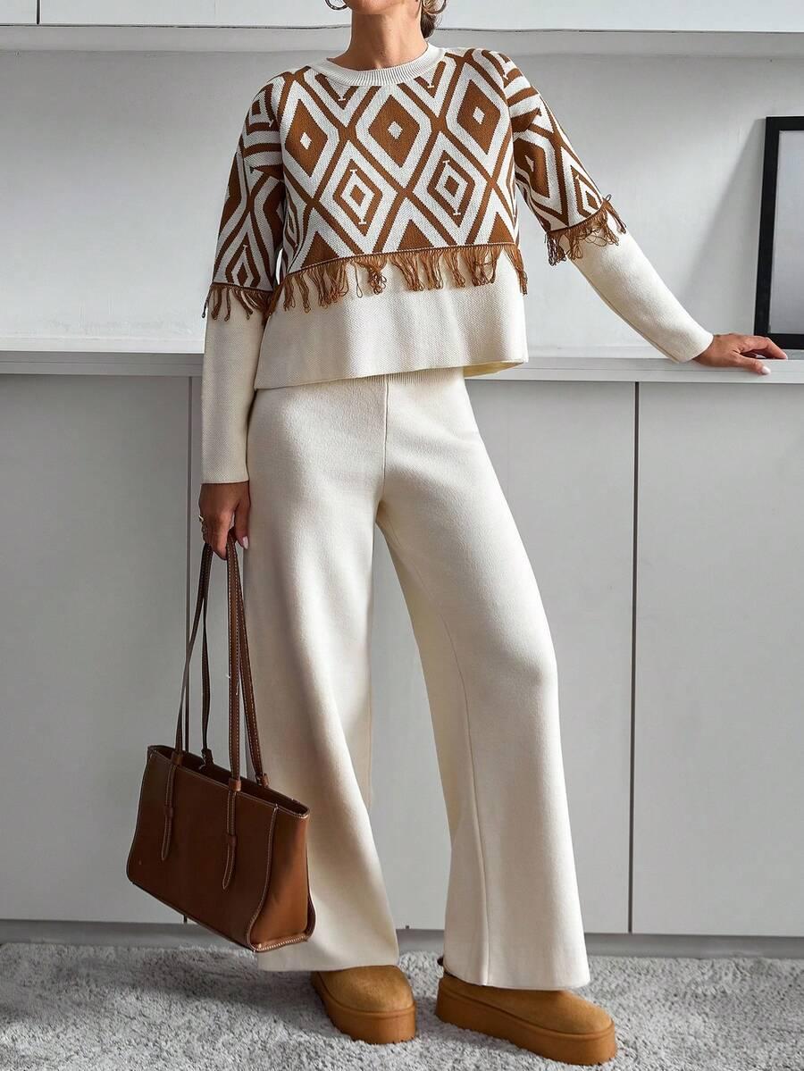 komplet sweter spodnie