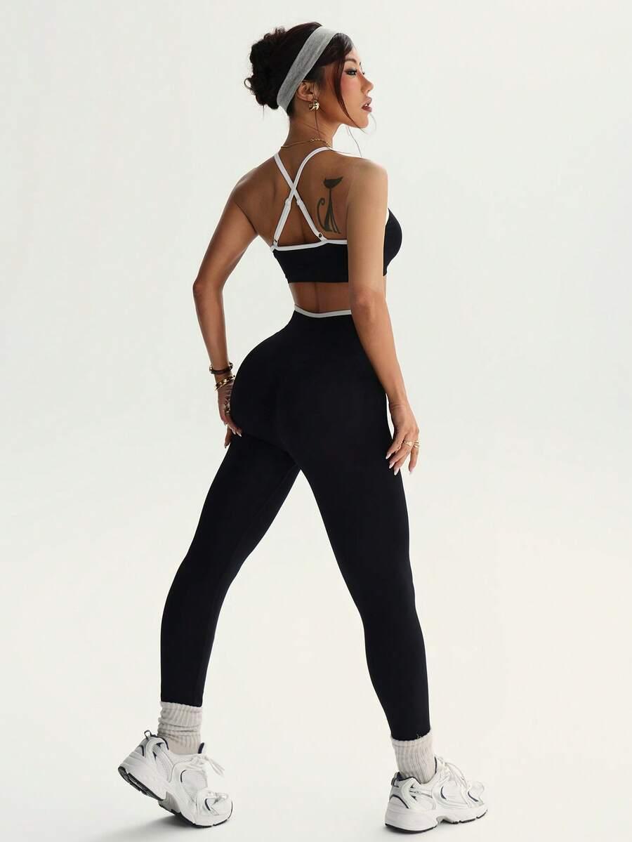 biustonosz sportowy legginsy komplet 