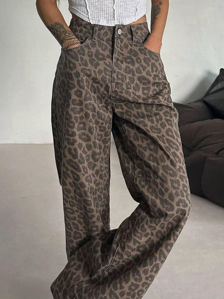 SPODNIE JEANS ANIMAL PRINT 
