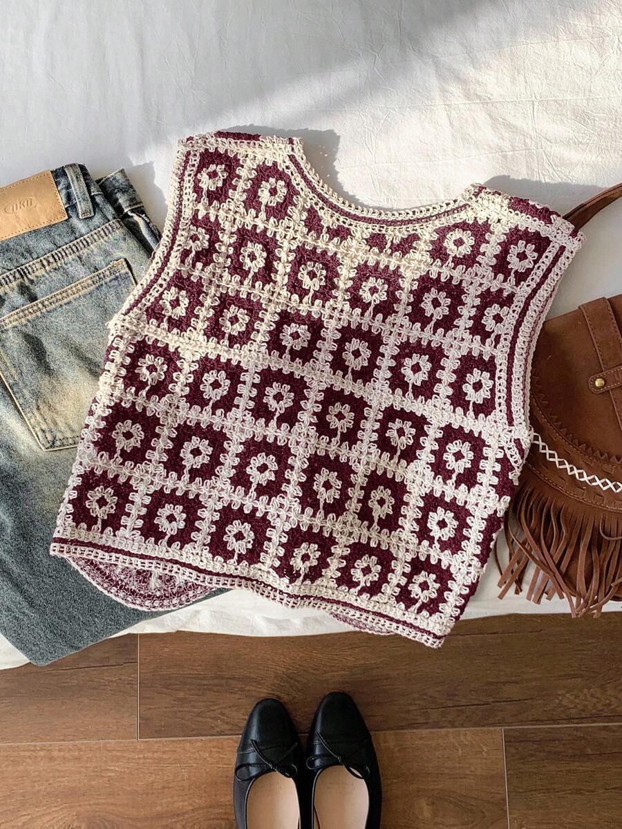 SWETER BEZ RĘKAWÓW wzór