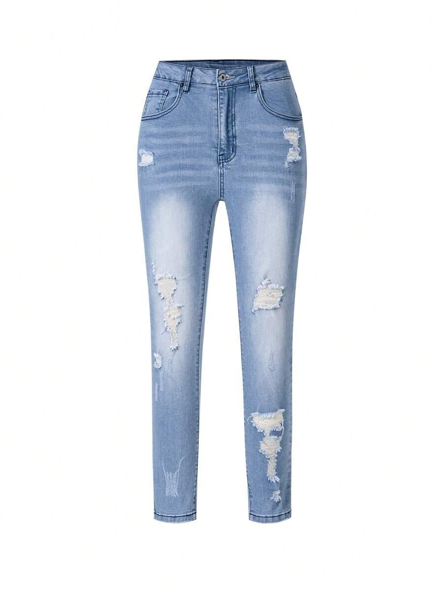 niebieskie spodnie skinny ripped jeans