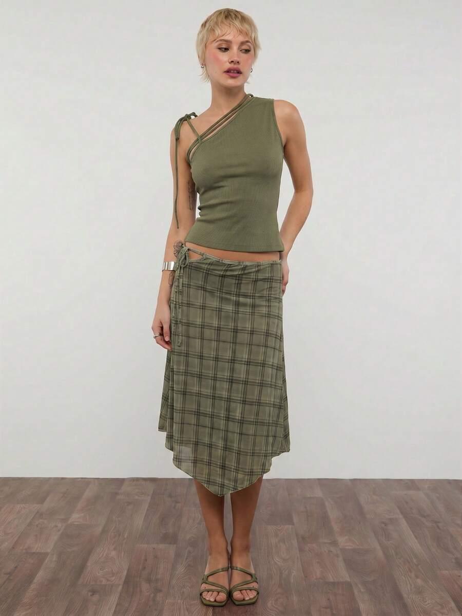 zielony top asymetryczny