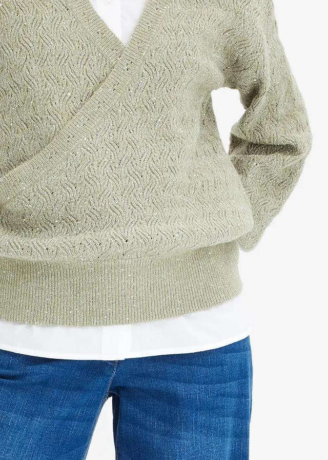SWETER KOPERTOWY Z POŁYSKIEM