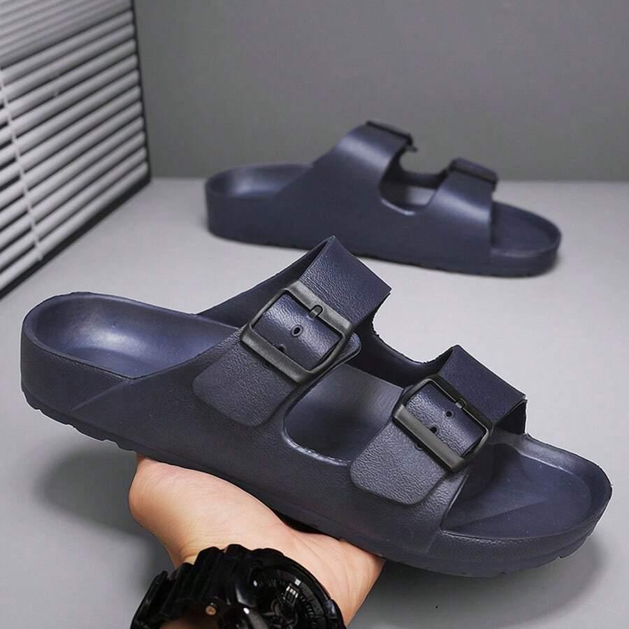granatowe klapki casual