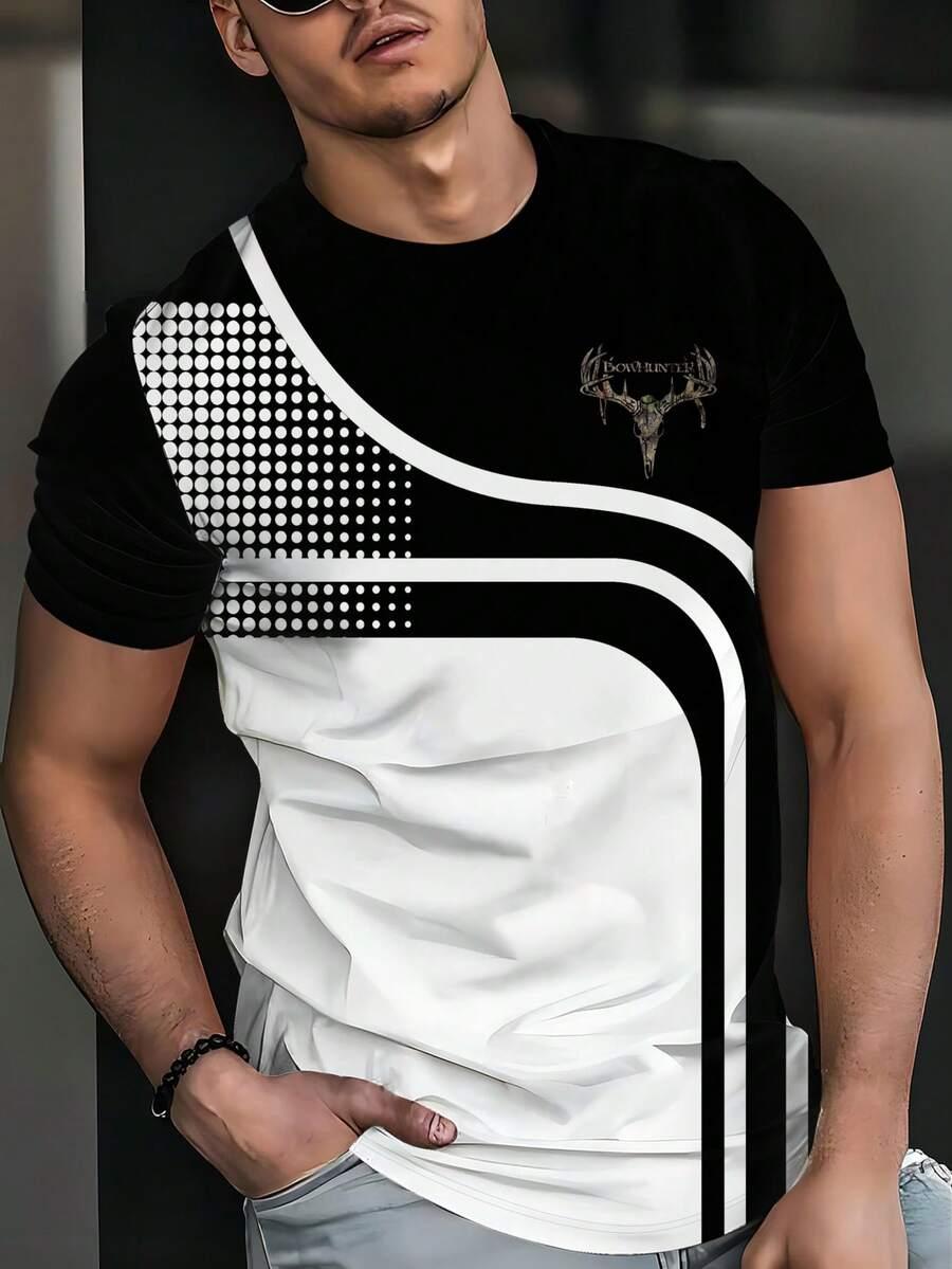 T-SHIRT OKRĄGŁY DEKOLT NADRUK