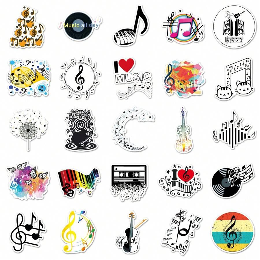 naklejki z symbolami muzycznymi 50-pack