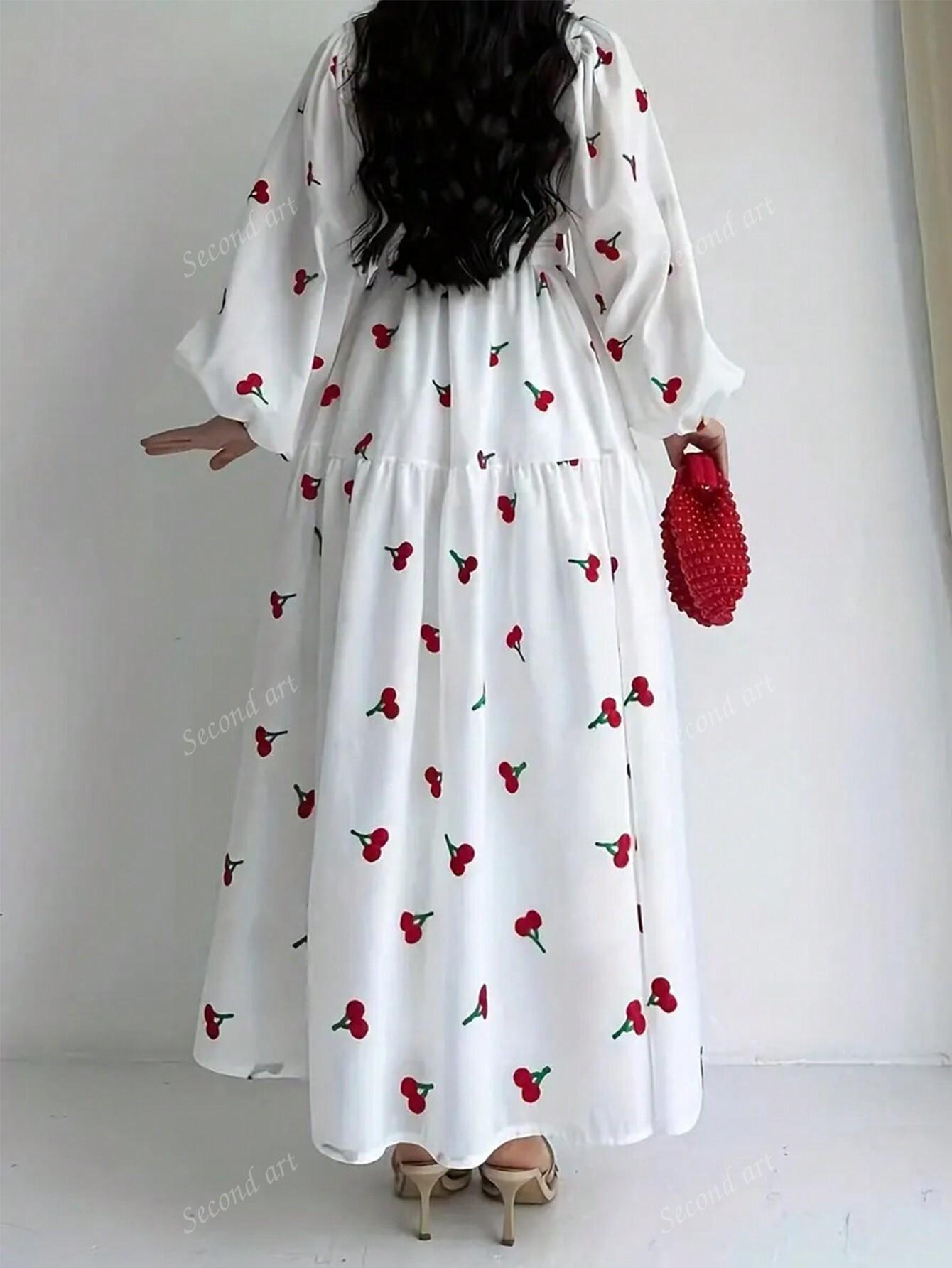 biała maxi sukienka print