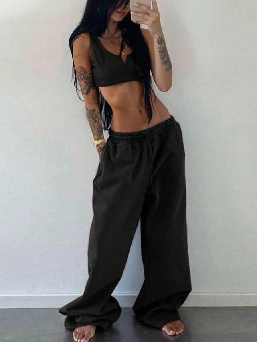 czarny crop top