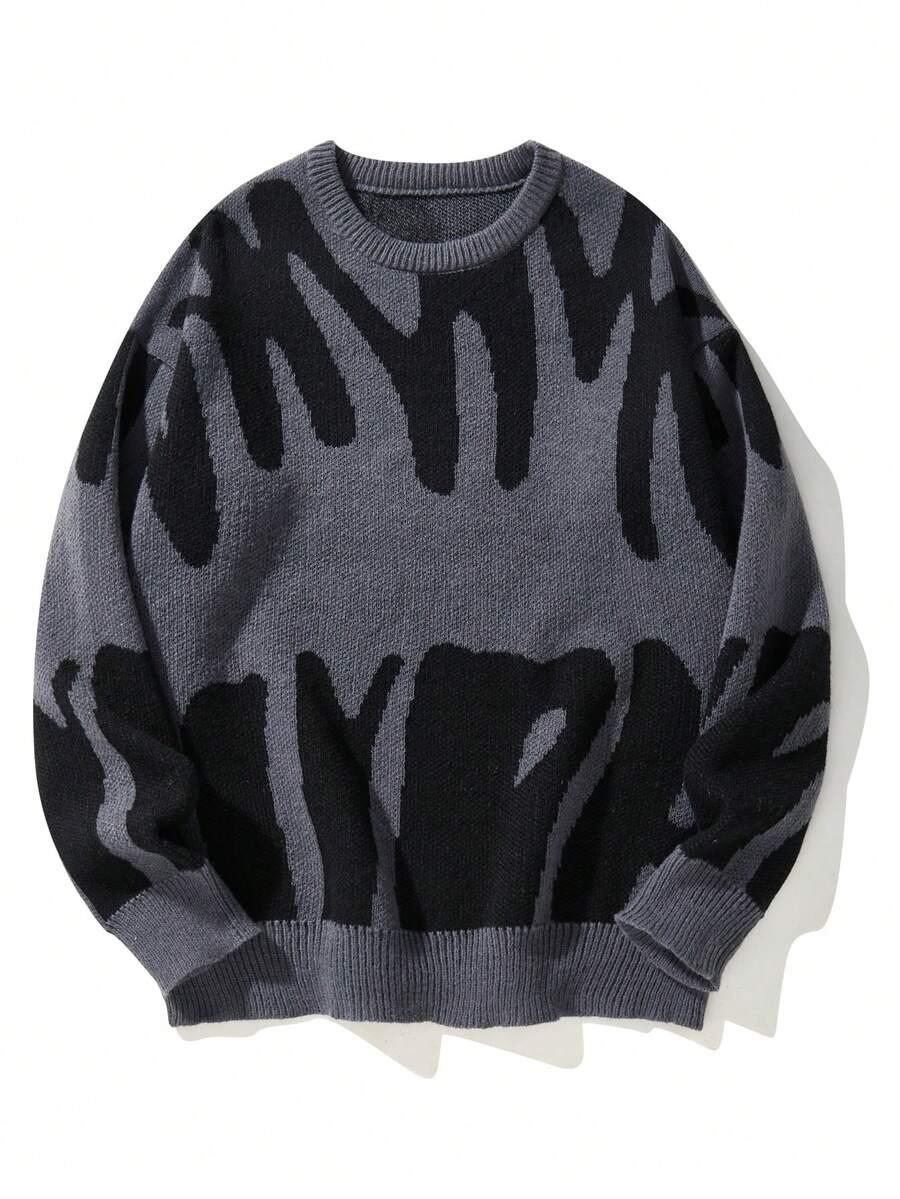 sweter okrągły dekolt wzór